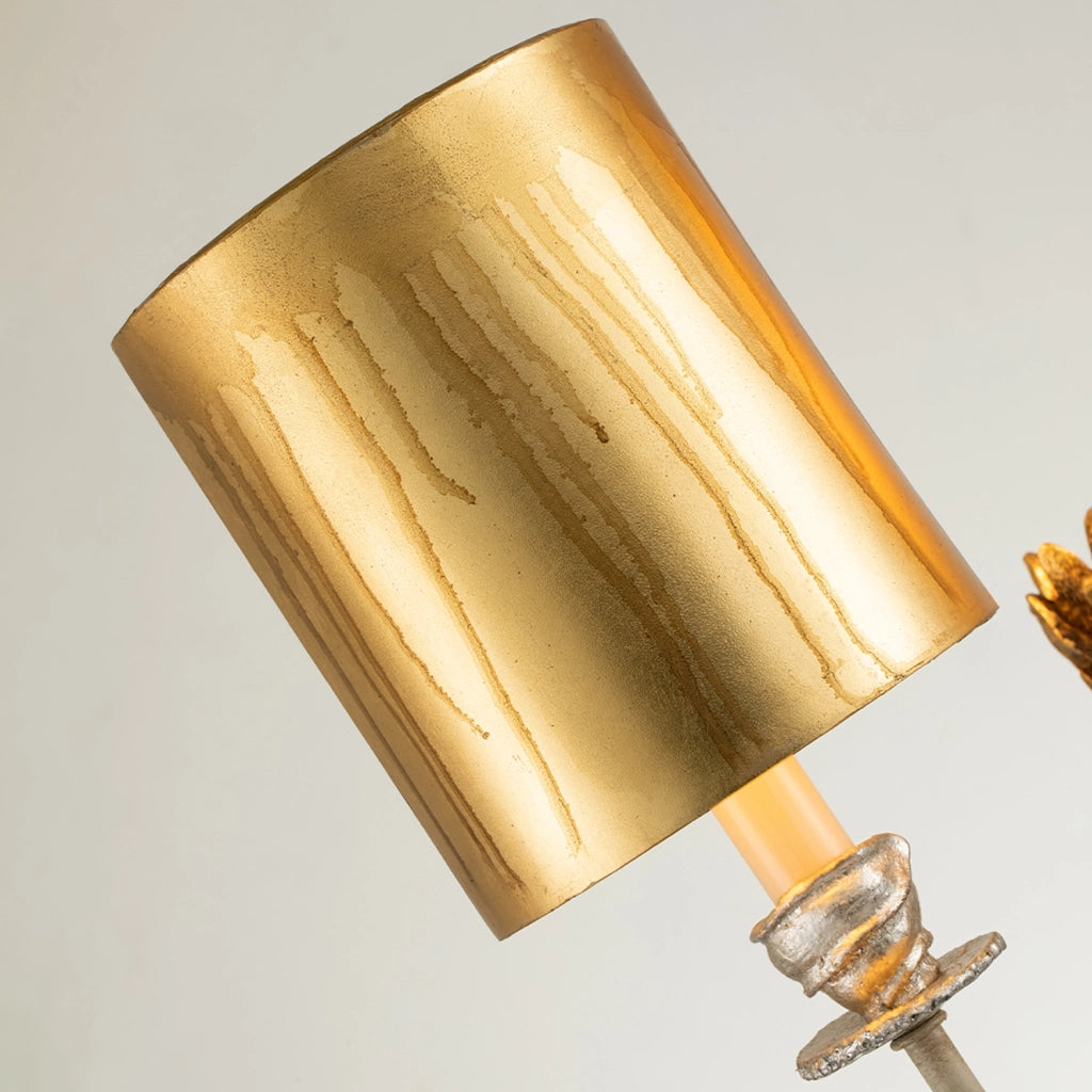 Applique Contemporanea Flambeau Acciaio Oro Nero 2 Luci Design per Soggiorno