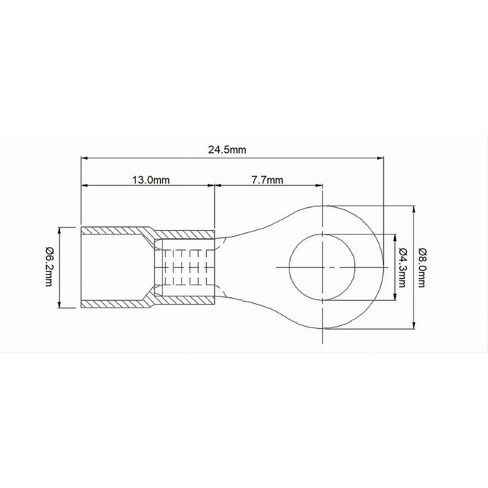 Trade Shop - Set 100pz Capicorda Terminale Ad Occhiello Isolato Per Cavi 2.5-4mm² M4 Rv3.5-4 -