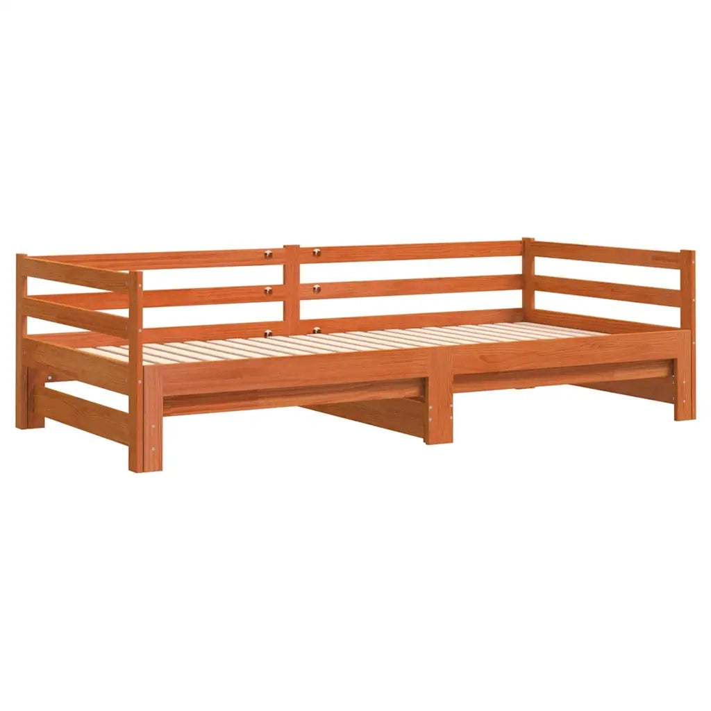 Divano con Letto Estraibile-Sofa Letto-Daybed Marrone Cera 80x200cm Massello Pino 867794