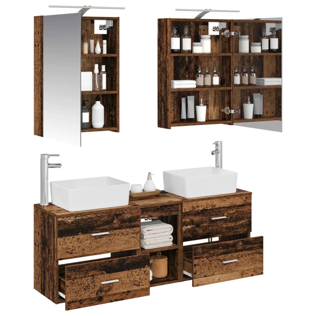 Set di mobili per il bagno 5 pz Legno antico 3406837