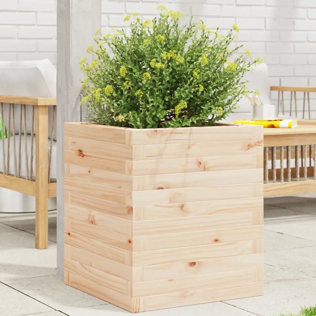 Fioriera | Cassetta per fiori | Vaso da Giardino 40x40x46 cm in Legno Massello di Pino