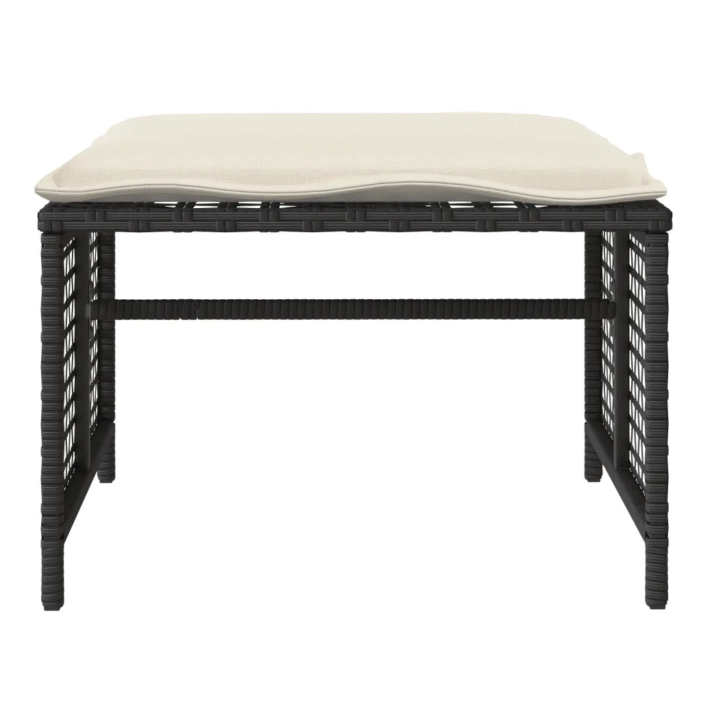 Set Divani da Giardino 4 pz con Cuscini Nero Polyrattan Vetro 368134