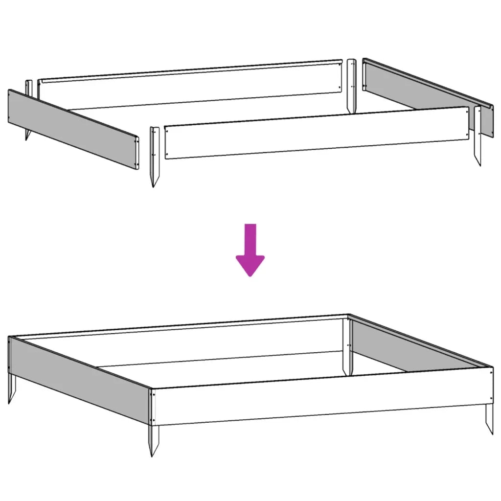 Fioriera | Cassetta per fiori | Vaso Rialzata da Giardino Nera 100x100x33,5 cm in Acciaio