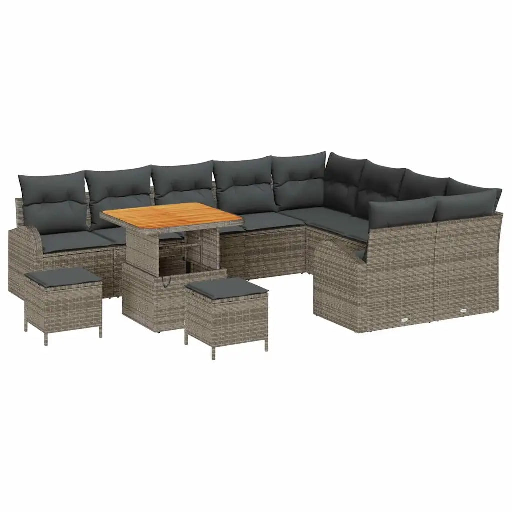 Set Divano da Giardino con cuscino 12 pcs Grigio polyrattan 3362433