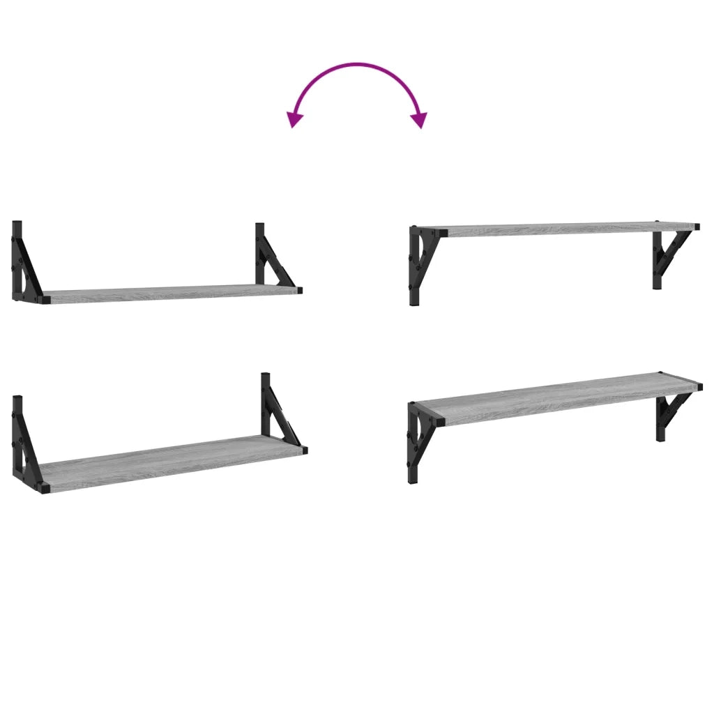 2 pz Mensole da Parete | Scaffali a Parete | Ripiano a parete Grigio Sonoma 60x15x15,5 cm