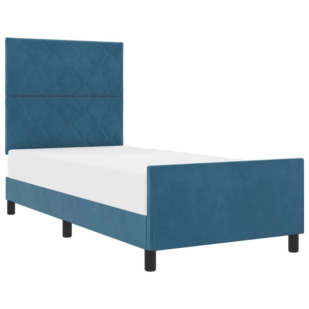 Letto a molle con testiera Blu Scuro 100 x 200 cm Velluto 3344991