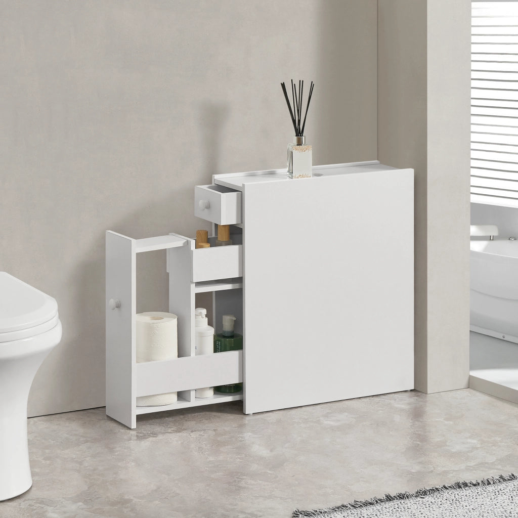 Armadietto da Bagno Kihniö con Cassetti e Scomparti Estraibili - Bianco [en.casa]