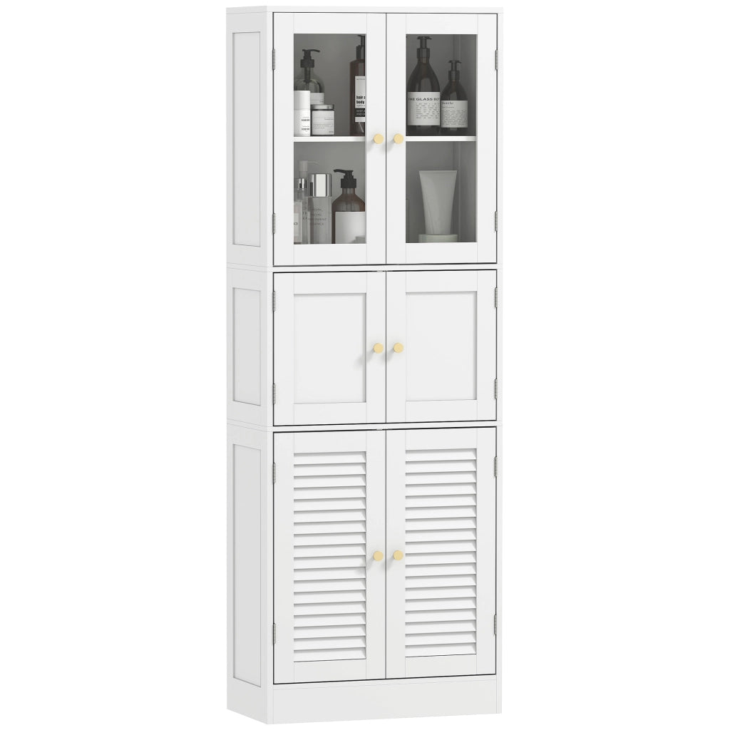 Mobile alto bagno ¨C Xylo ¨C 6 ante con vetro e persiana, ripiano regolabile, bianco