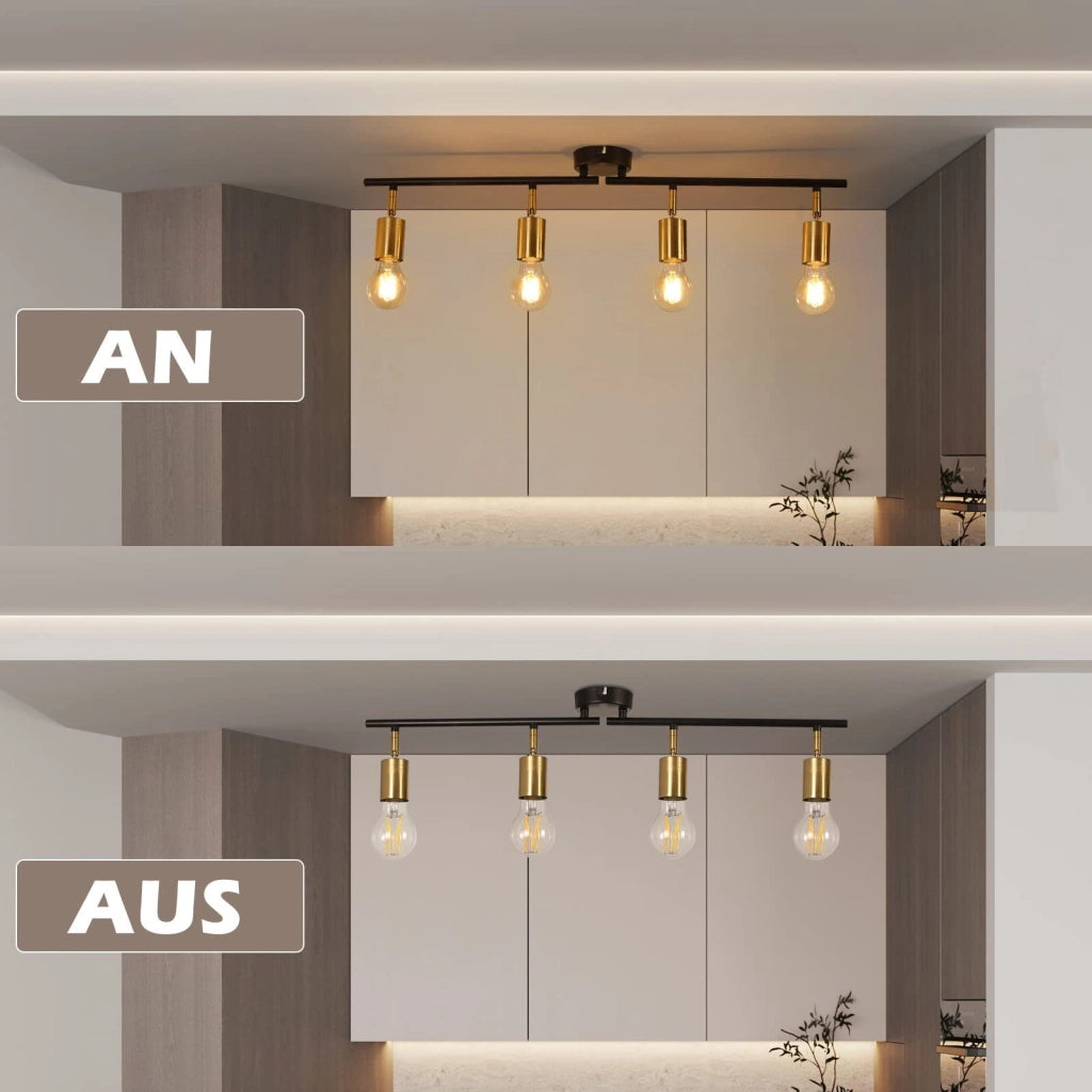 ZMH Faretto da soffitto vintage E27 nero oro a sospensione