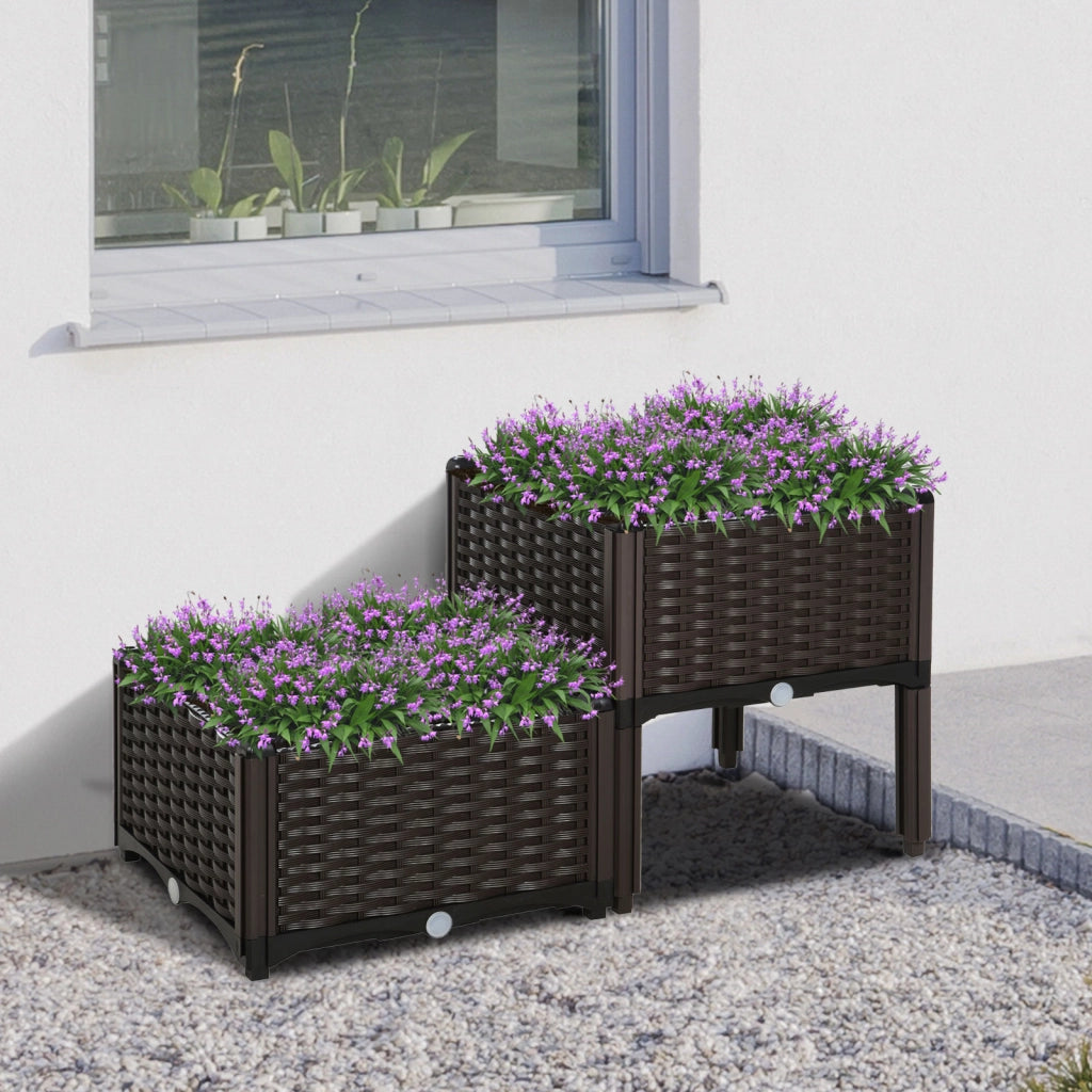 Vasche Quadrate Giardinaggio 2 Pezzi ¨C Minimal ¨C Marrone 40x44x26 cm