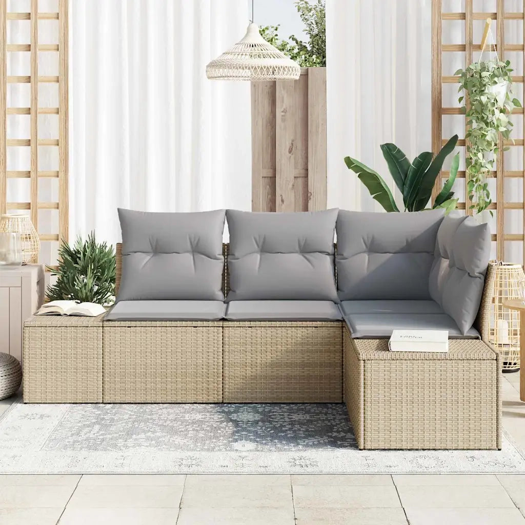 Set Divano da Giardino 4 pcs Beige polyrattan 3347040