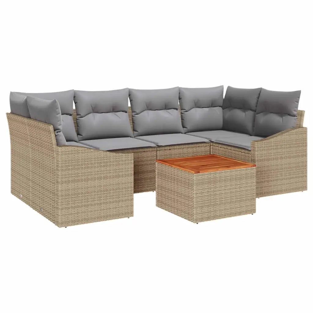 Set Divano da Giardino 7 pcs Beige e Grigio Chiaro polyrattan 3356453