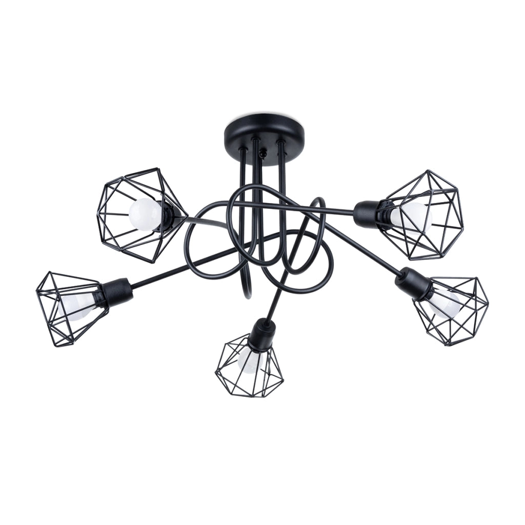 Lampada da parete Artemis Powder Blue 5x E14 LED Max 10W Acciaio nero