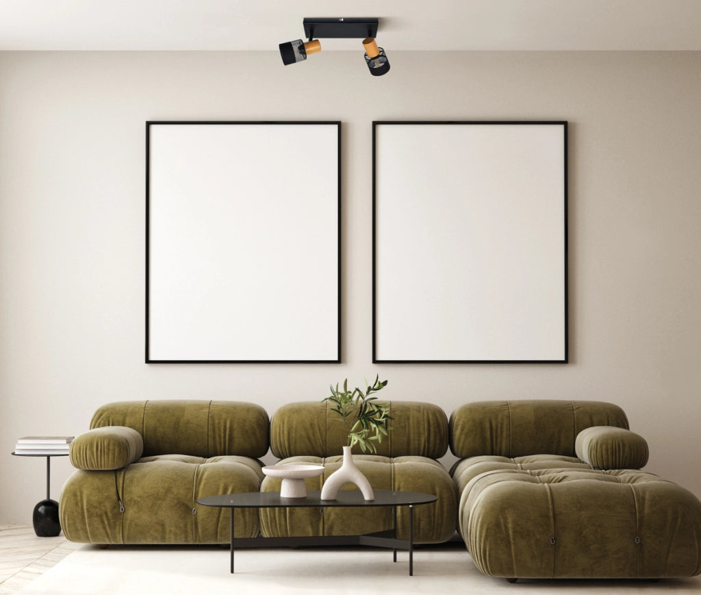 Faretto soffitto industriale 2 luci nero orientabile E14