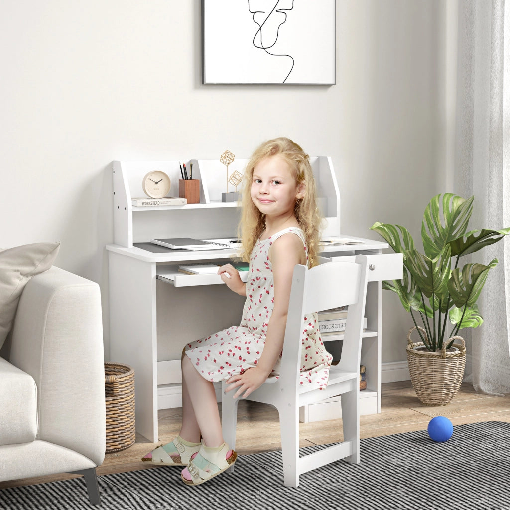 Scrivania per Bambini con Sedia e Cassetti ¨C Minimal ¨C 90x45x90 cm Bianca