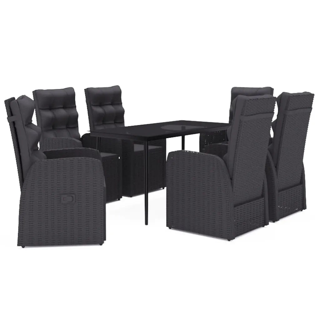 Set da Pranzo da Giardino 7 pz con Cuscini Nero 3099503