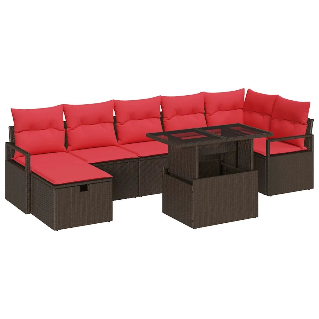 Set Divano da Giardino con cuscino 8 pcs Marrone polyrattan 3361143