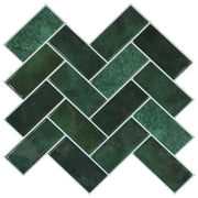 Piastrella a Spina di Pesce 10 pcs Verde Scuro 30 x 30 cm 42046189