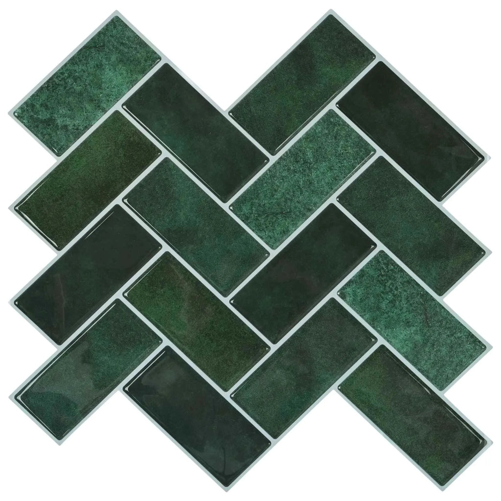 Piastrella a Spina di Pesce 10 pcs Verde Scuro 30 x 30 cm 42046189