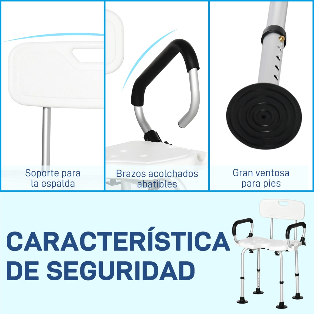 Sgabello da doccia antiscivolo regolabile con braccioli ¨C Minimal ¨C Grigio