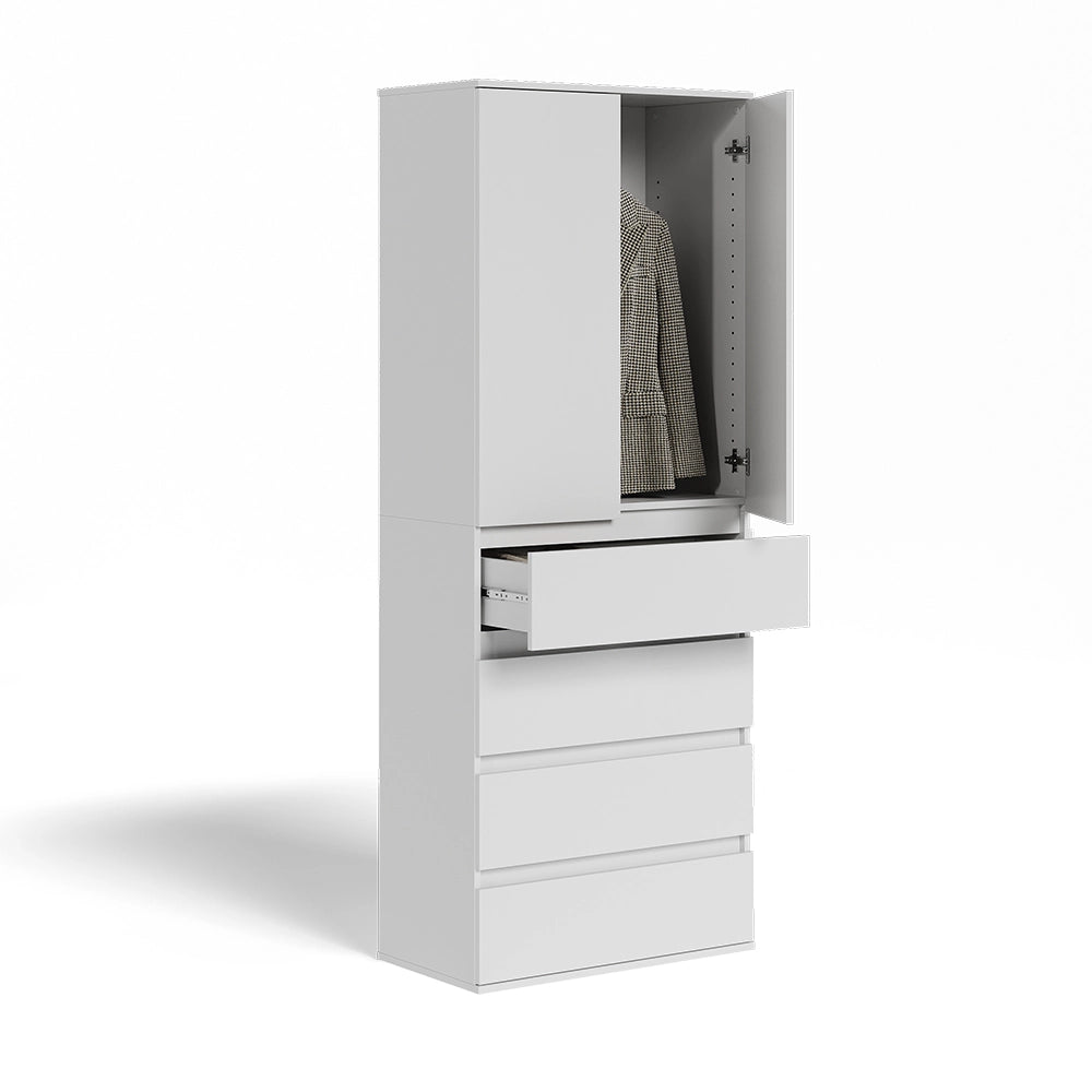 Vicco Armadio Bianco 74 x 191.5 cm con 4 cassetti