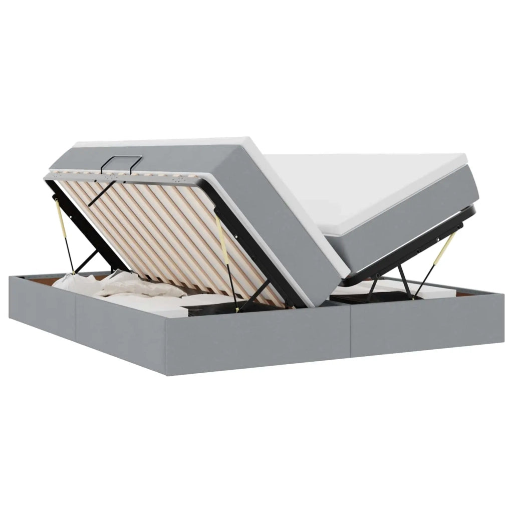 Letto con contenitore e materasso Grigio chiaro 200 x 200 cm 3370355