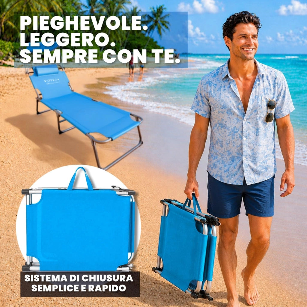 RMF PRO SET 2 LETTINI PIEGHEVOLE CON PARASOLE BLU