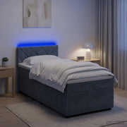 Letto con Box Spring, Materasso e LED Grigio Scuro 90 x 190 cm 3453250