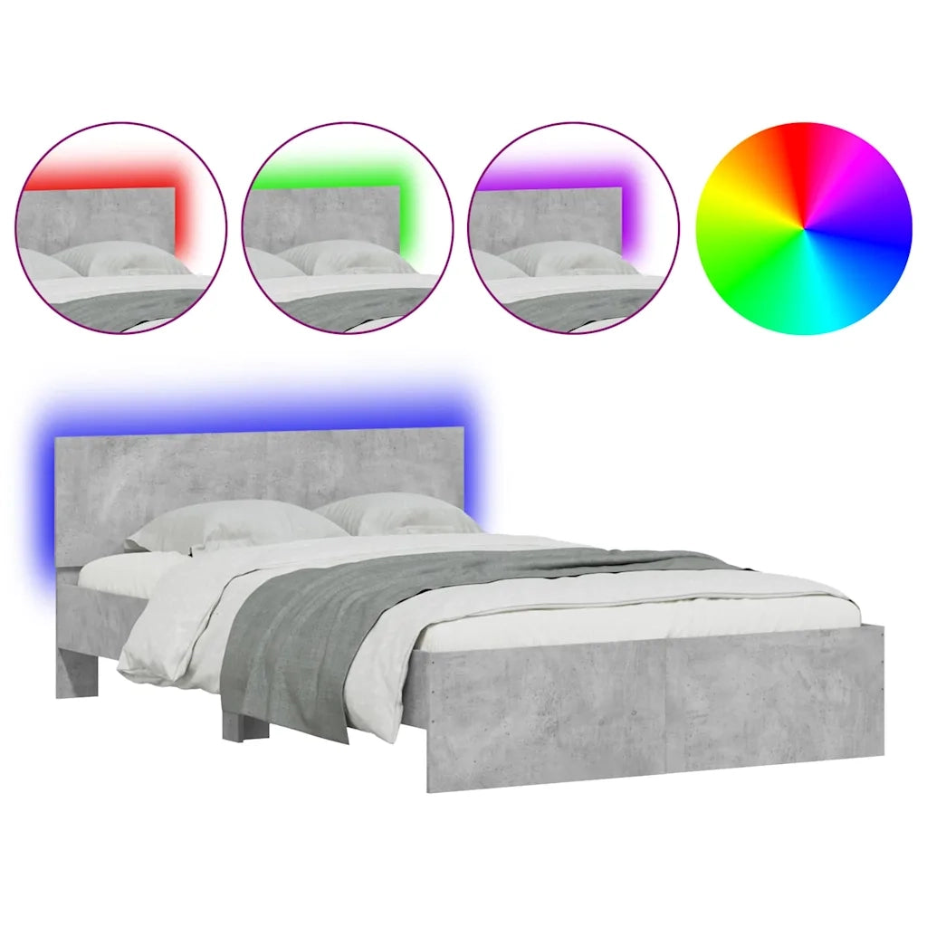 Giroletto con Testiera e LED Grigio Cemento 120x200 cm 3207619