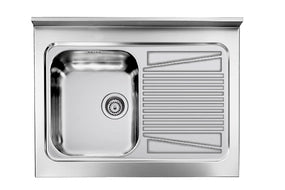 Lavello ROSSANA appoggio 80X60 1 vasca destra+ gocciolatoio ACCIAIO INOX 031131.D1.01.2009