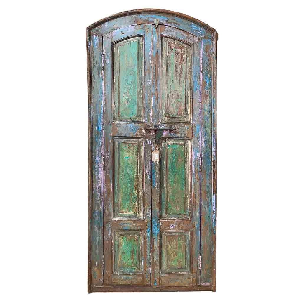 Porta artigianale in legno blu 86x15x200h cm