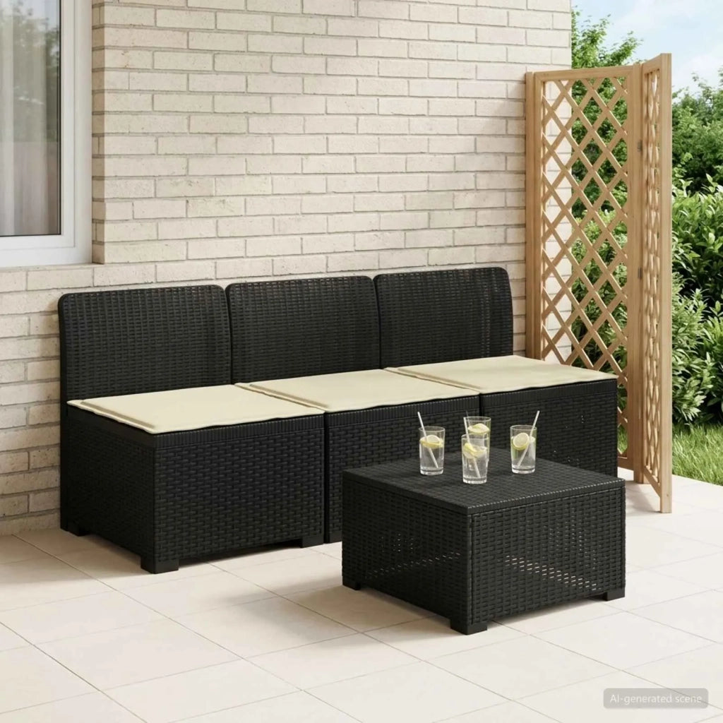 Divano da esterno-Divano da Giardino 3 posti con cuscini in look rattan PP 863830