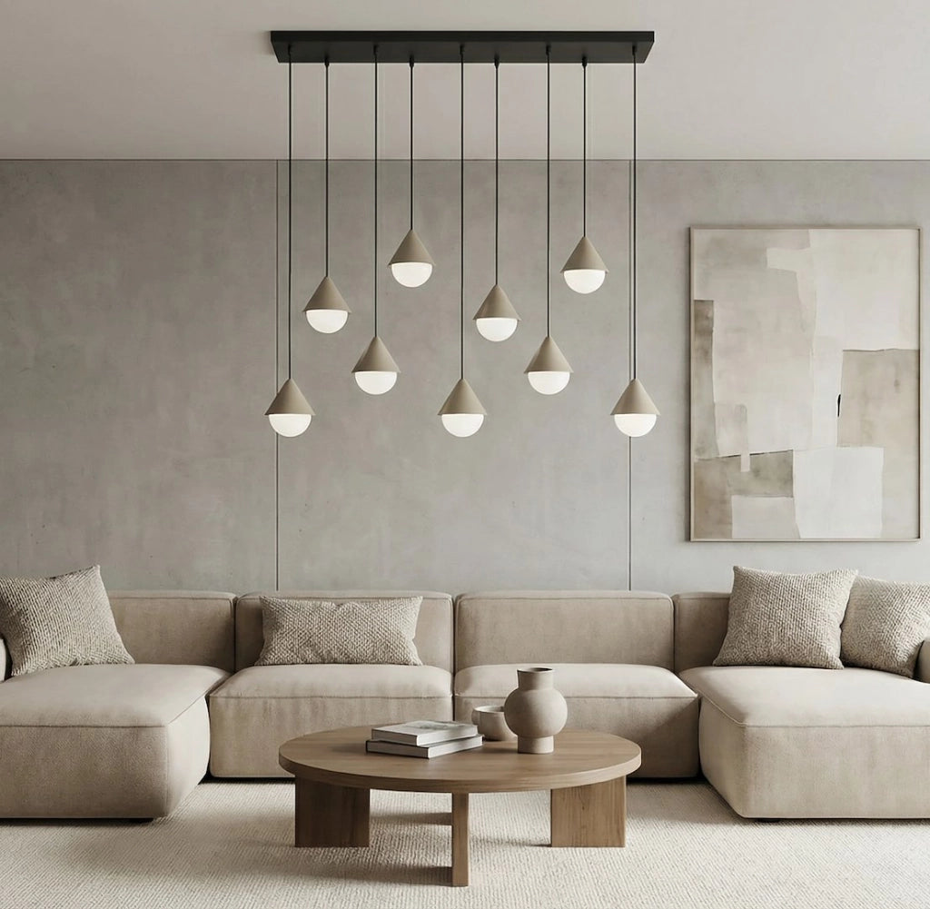Lampada sospesa moderna GIRO 9xG9 Emibig nero beige bianco