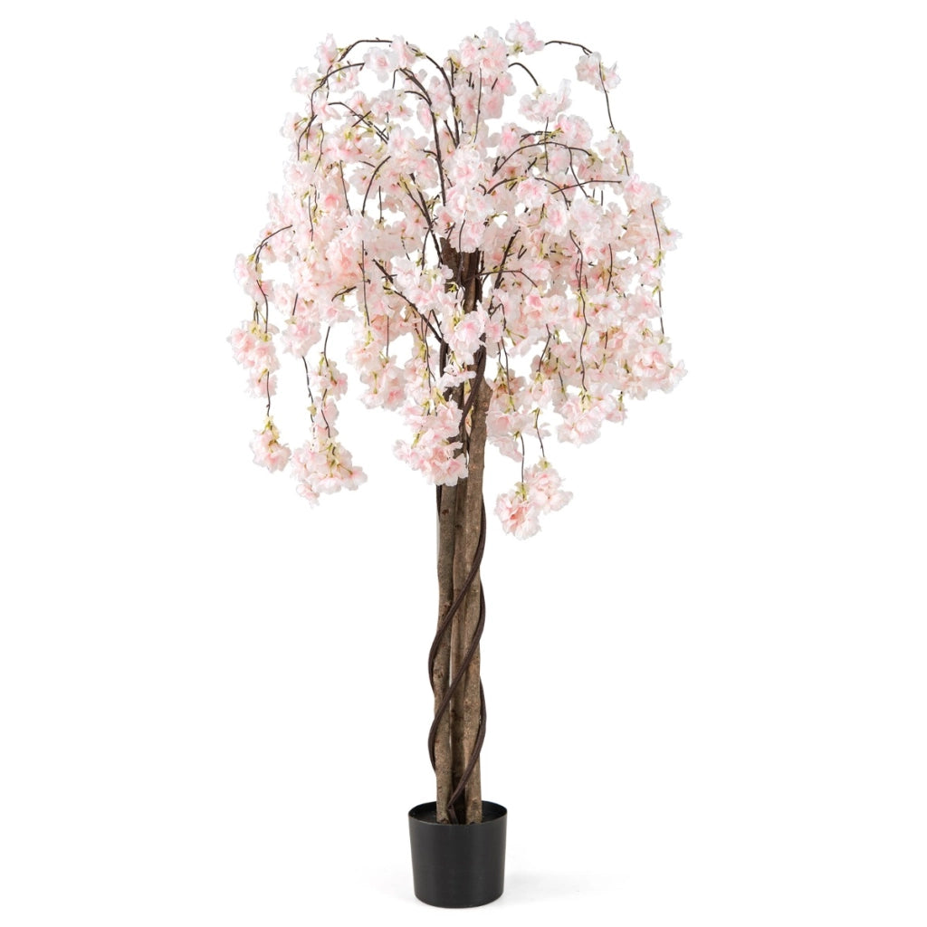 Pianta di fiori finti in vaso da vivaio con fiori decorazione per ufficio, 163 CM albero di ciliegio artificiale di matrimonio Bianco