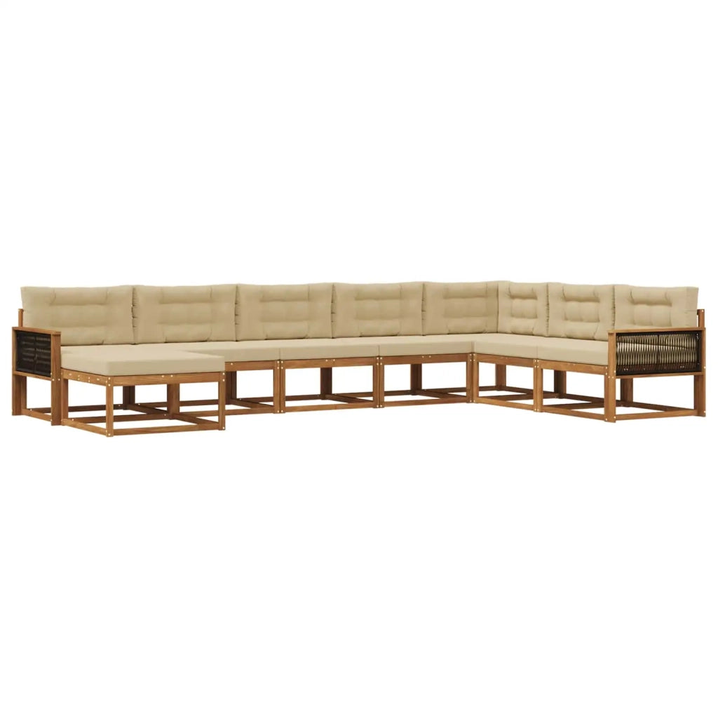 Set di divani da esterno con cuscino 8 pcs Naturale e Beige 3382806