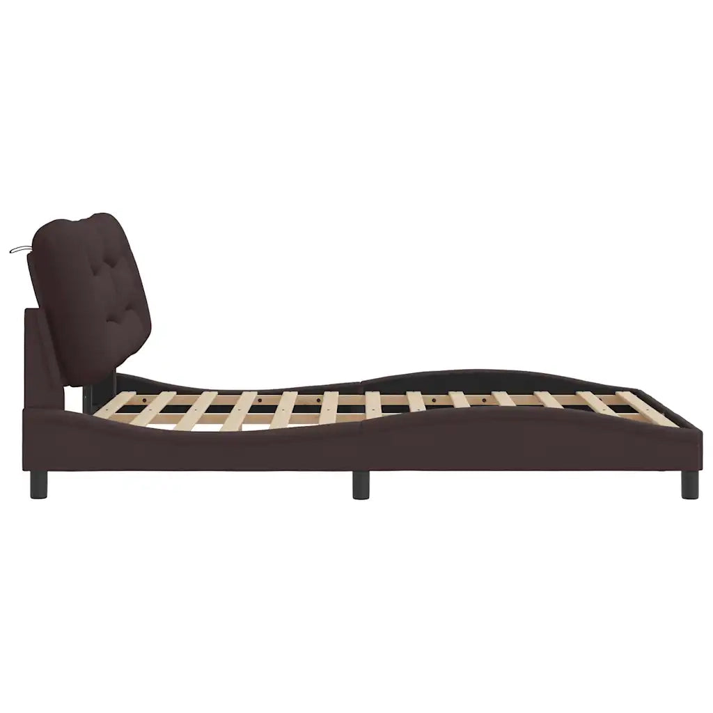 Giroletto senza Materasso-Struttura Letto Hvar Marrone Scuro 140x190 cm Tessuto