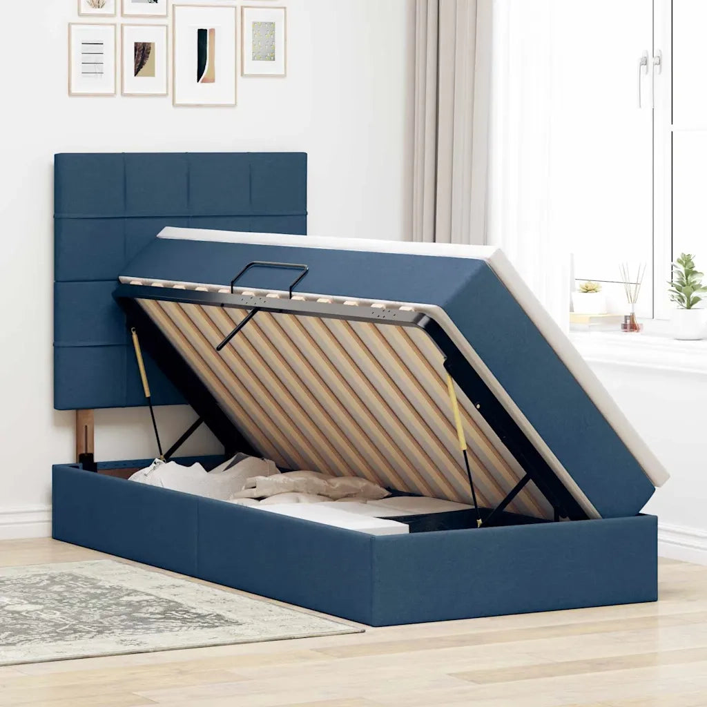 Letto con contenitore e materasso Blu 100 x 200 cm Poliestere