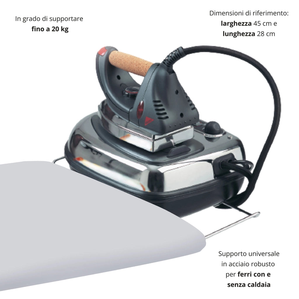 Asse da Stiro Confort Plus 125x48 cm con Supporto per Caldaia Estraibile In Acciaio