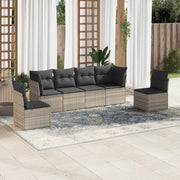 Set Divano da Giardino 6pz con Cuscini Grigio Chiaro Polyrattan 3249211