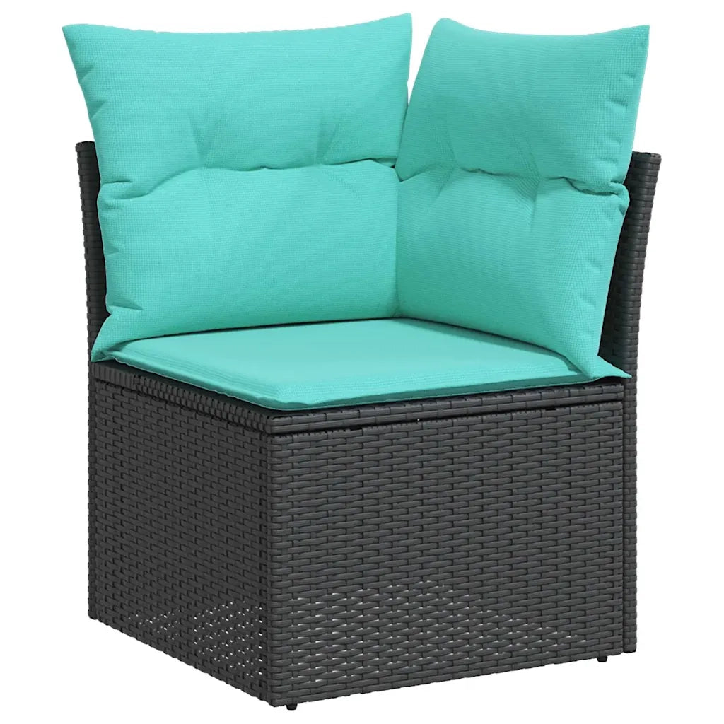 Set Divano da Giardino con cuscino 5 pcs Nero polyrattan 3347830