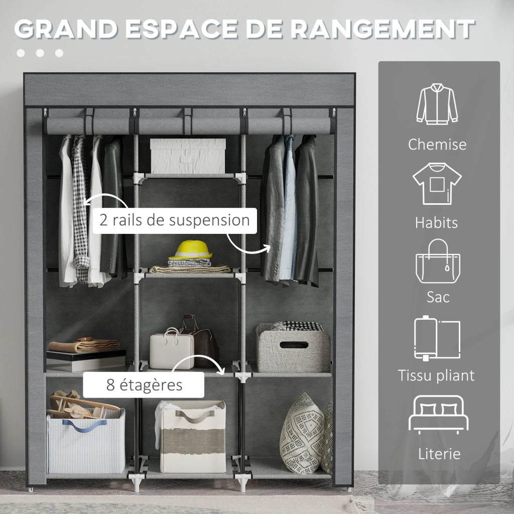 Armadio guardaroba con ante e ripiani ¨C Minimal ¨C grigio