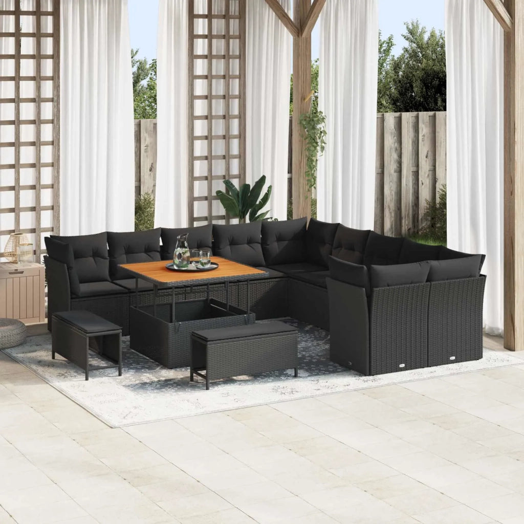 Set Divano da Giardino 13 pcs Nero polyrattan 3361534