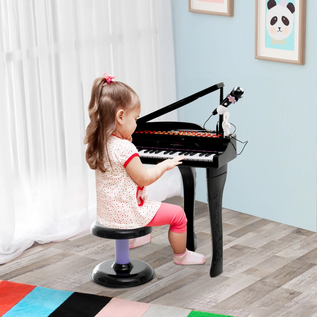 Piano per bambini con microfono e sgabello ¨C Minimal ¨C Nero