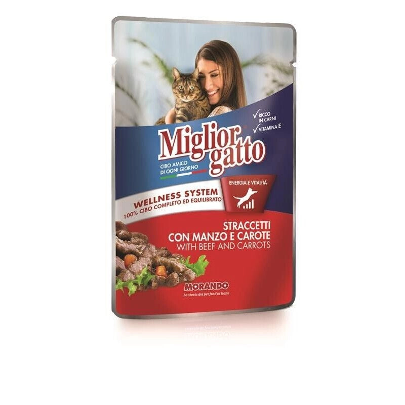 MIGLIOR GATTO STRACCETTI CON MANZO E CAROTE 100 GR