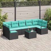 Set di divani 8 pcs Nero e Turchese polyrattan 3346306
