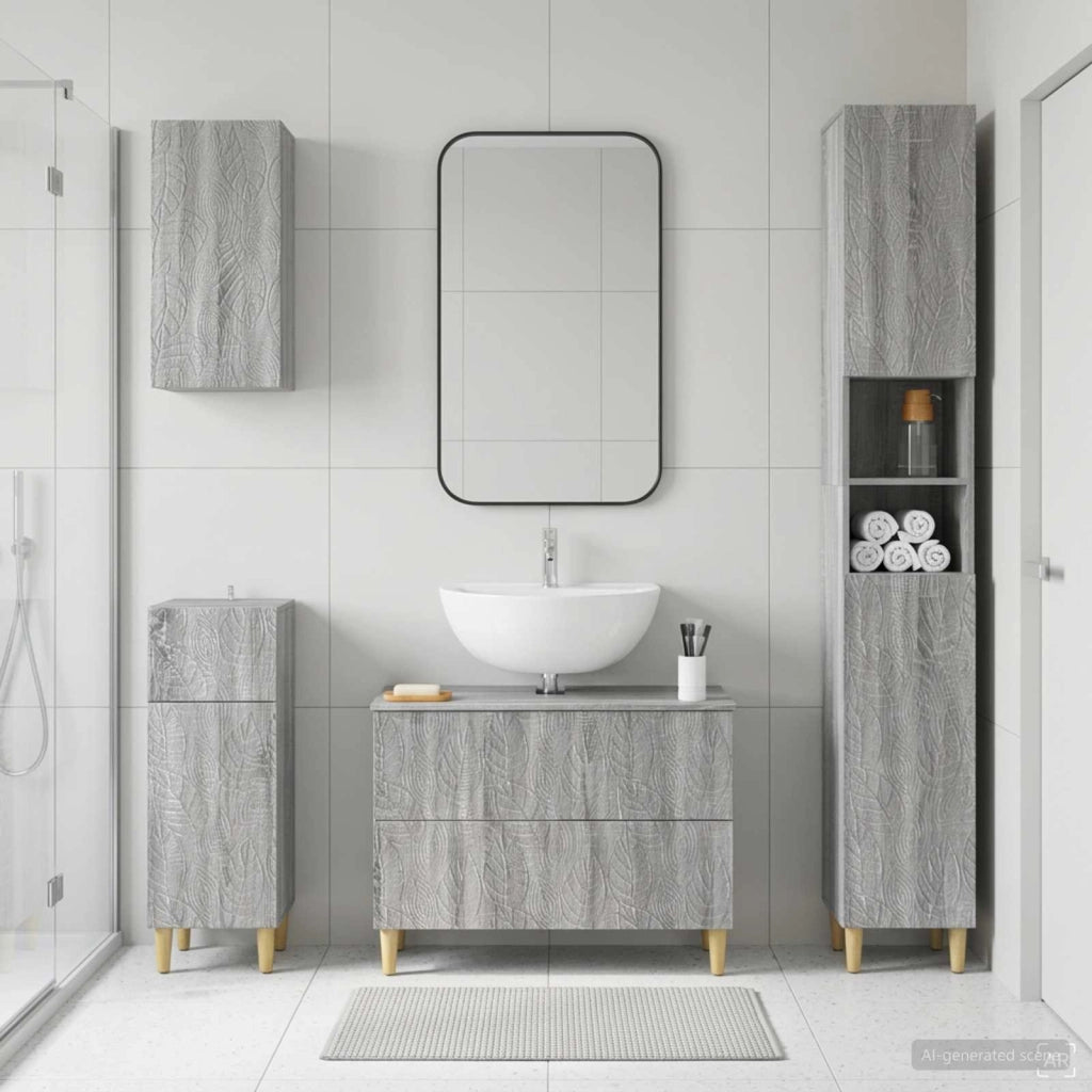 Set di Mobili da Bagno da 4 Pezzi DELFT Sonoma grigio 3417951