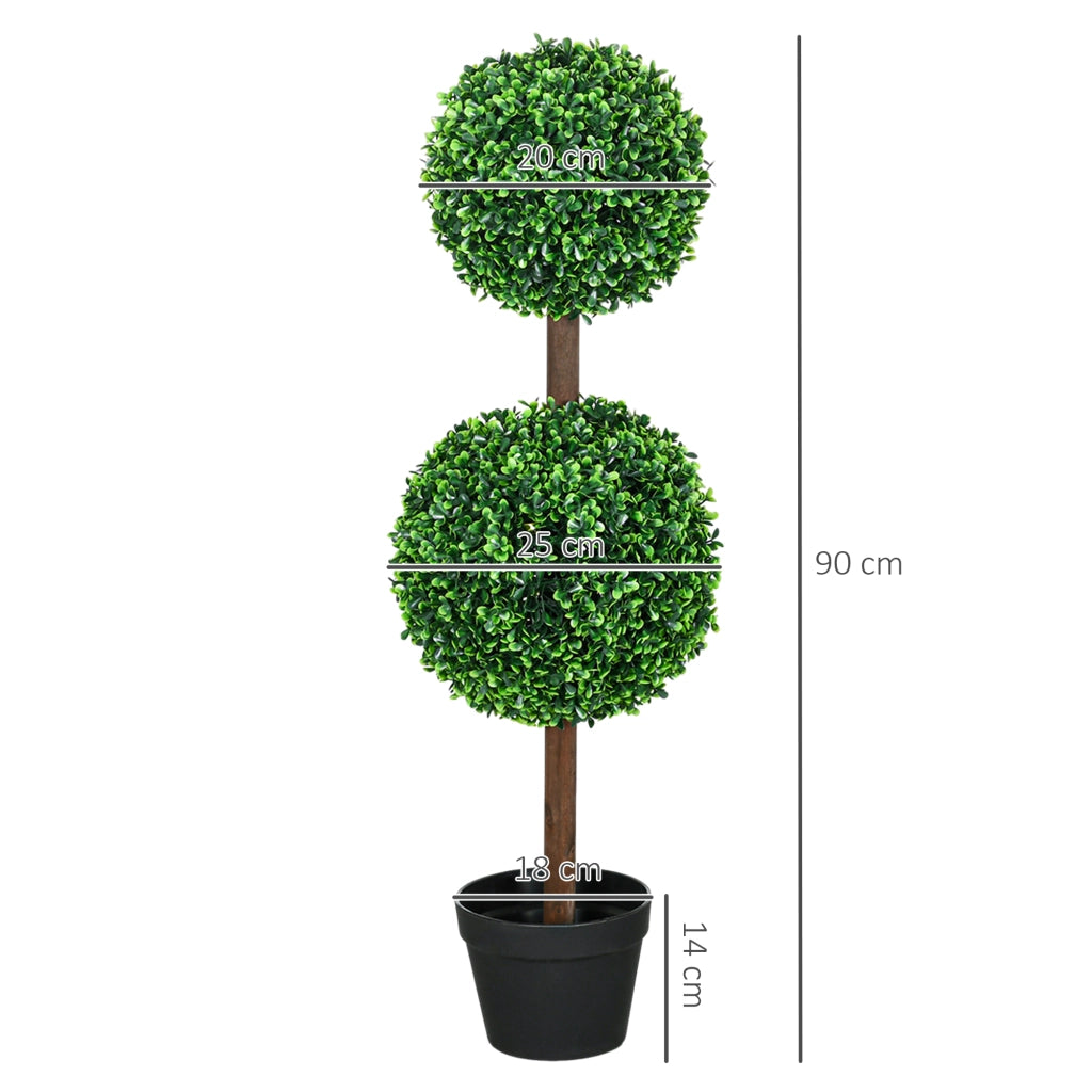 2 Alberi Buxus Artificiale ¨C Zephmum ¨C Verde, 90 cm