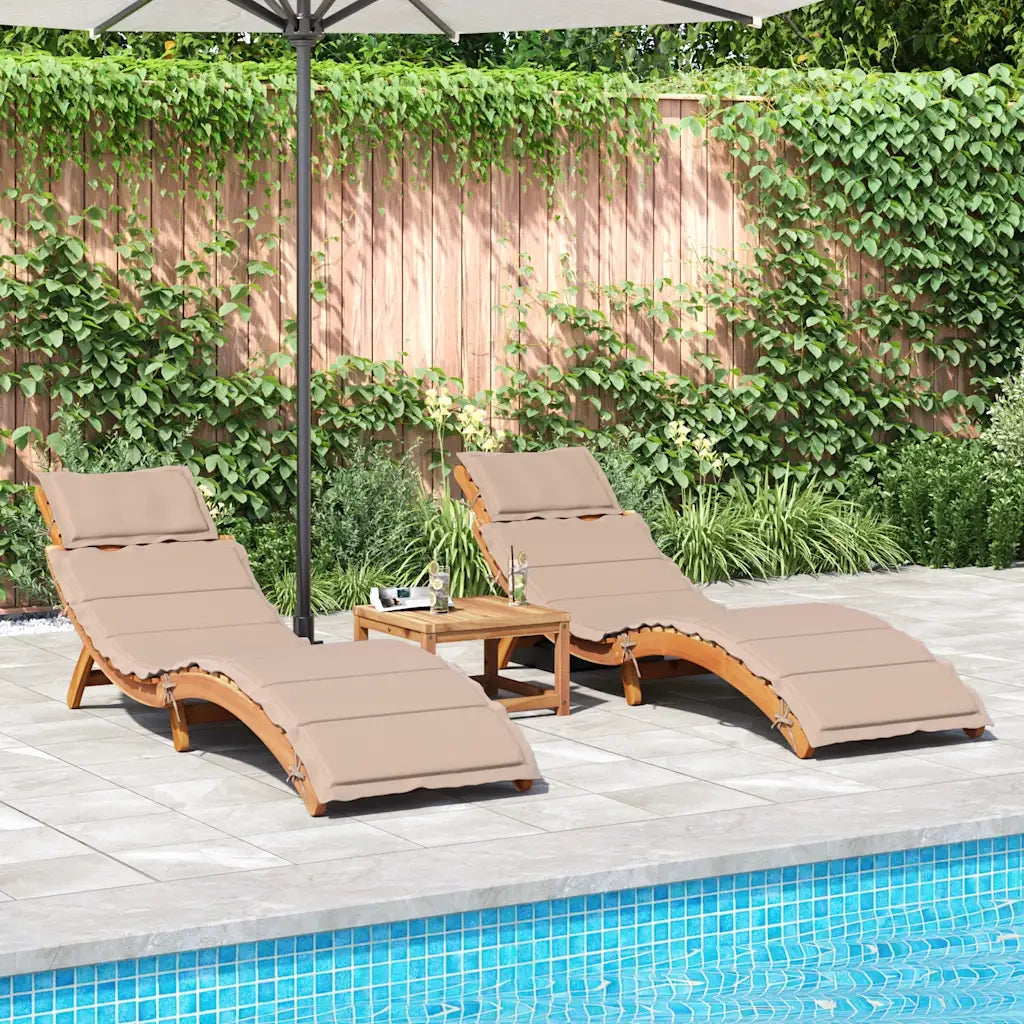 Lettini Prendisole con Cuscini 2 pz Legno Massello di Acacia 3214836