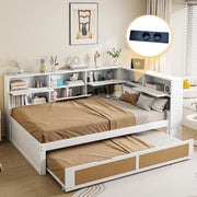 Divano letto legno - Xylo - 140x200 cm gigogne USB bianco