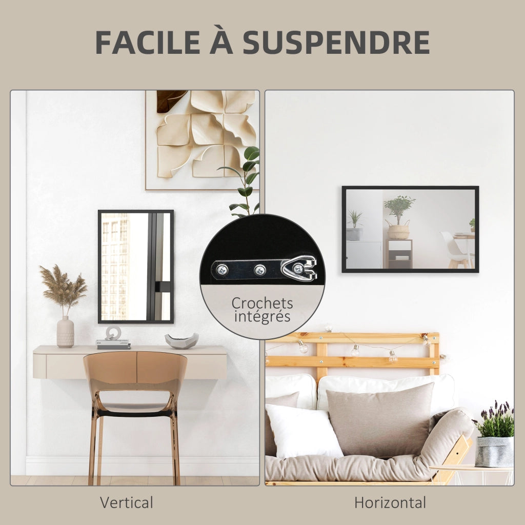 Specchio da Parete ¨C zephmum ¨C Legno Nero 60x40 cm